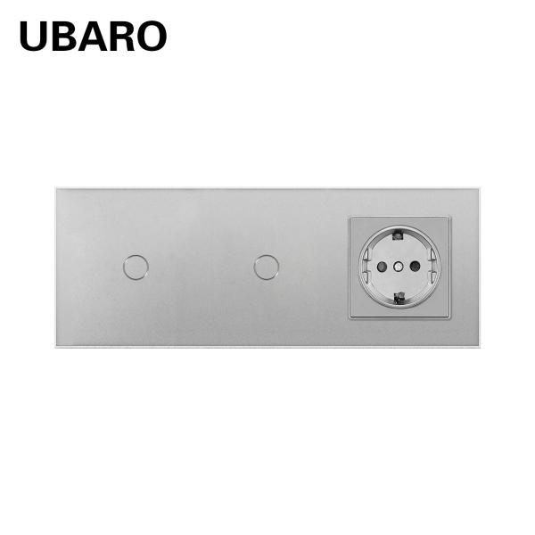 Type 228 2 Gang Wall Mounted Tempered Glass Panel Switch Socket Combination