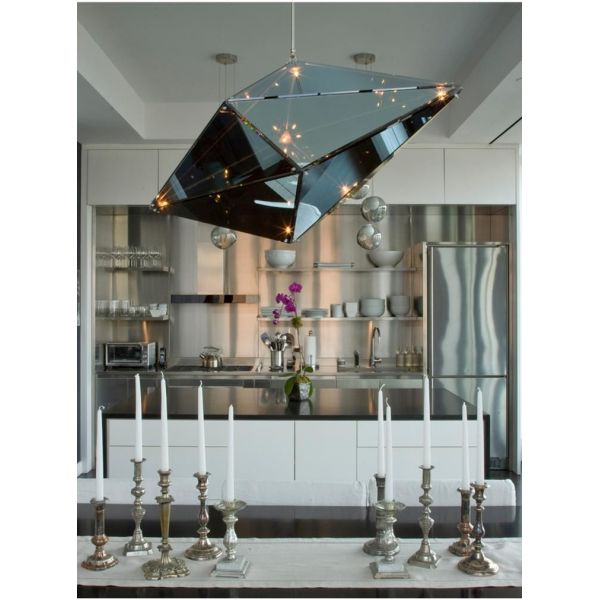 Post-modern Led Diamond Glass Pendant Lights restaurant Rhombic Polyhedron hanging Lamps(WH-GP-98)