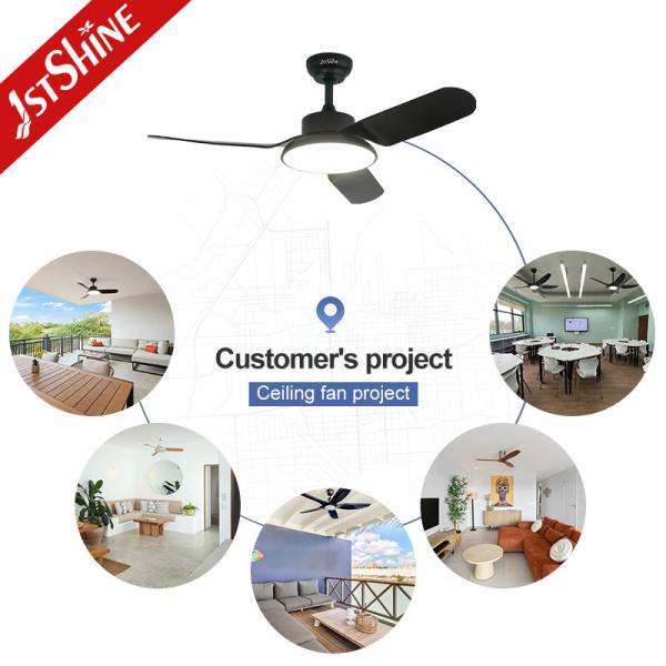 Ventilateur de plafond LED noir moderne de 43 pouces avec moteur silencieux et fonction de climatisation