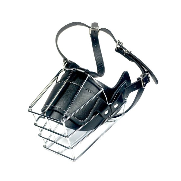 Metal and Leather Durable Basket Dog Muzzle for Large Dogs Anti-Biting