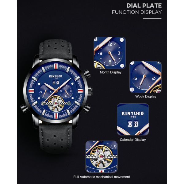 Fashionable Sports Minimalist Mechanical Watch Leather Wrist Watch