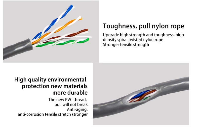 На открытом воздухе кабель Lan Utp CAT6A 305m 23/24 медей черноты Awg обнаженных