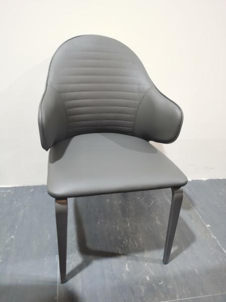 Graceful Chairs With Metal Legs , PU Brown Leather Dining Chair