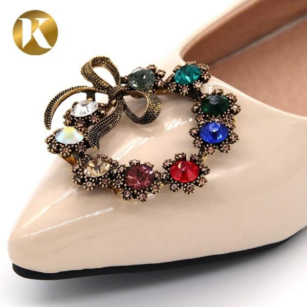 Ancient Bronze Vintage Shoe Buckle Replacement Circular Crystal Buckle