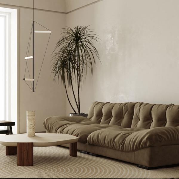Sofa Sectional Chaise Lounge Furniture minimalista italiano 3 Seat 2.2m cinzentos modulares