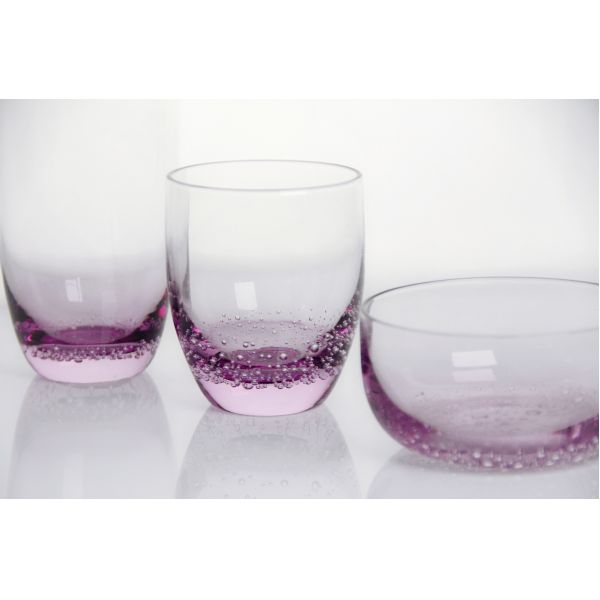 Crystal Wine Glass Handblown With Subtle Trapped Bubbles And A Soft Lavender To Clear Gradient Combining Beauty And Durability