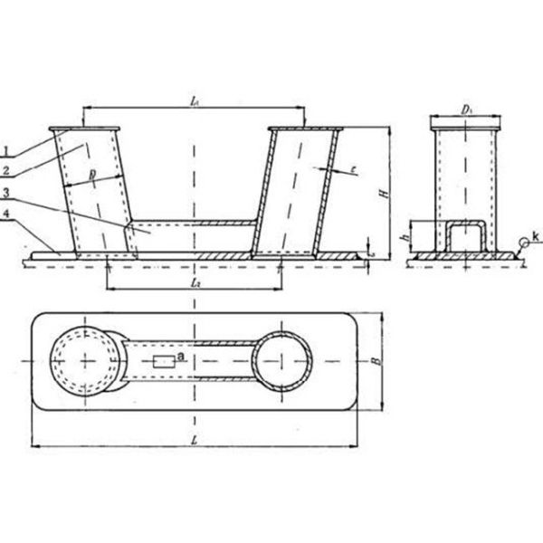 50–100mm Inclined Double Bitt Bollard | CB/T 169-2011 Type A Welded Mooring Bollard for Ship Deck