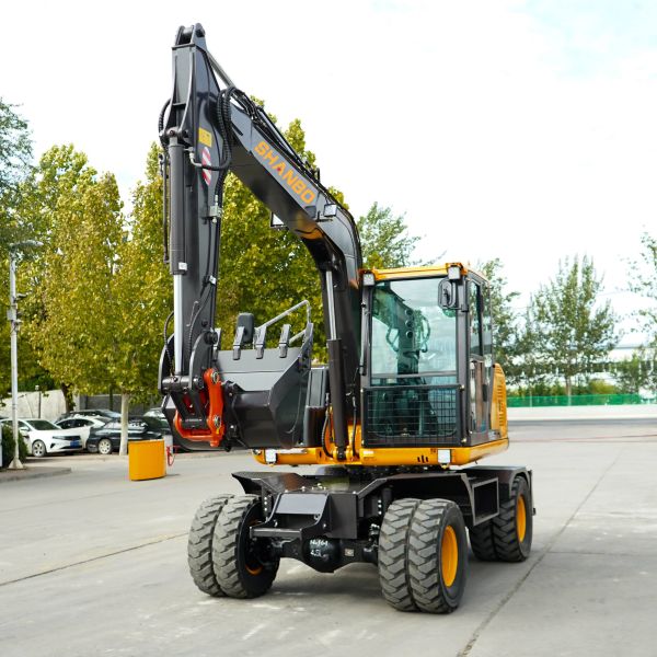 Yanmar 4TNV98 Engine 8.5Ton Wheel Excavator with Supporting Legs and 0.3m3 Bucket Capacity
