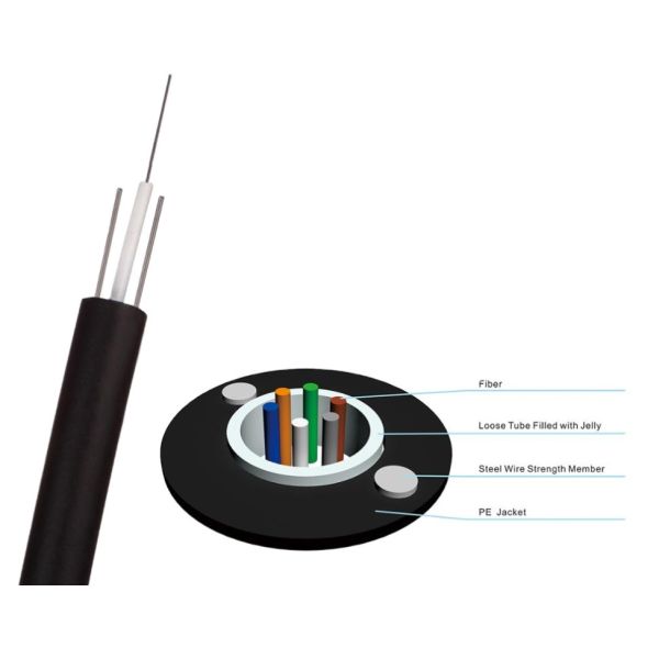 4cores 4km 8f 12f Central Loose Tube Outdoor Single Mode Fiber Optic Cable GYXY