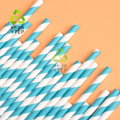 Eco Decorative Paper Straws Biodegradable , Striped Straws Jumbo Size 7.75