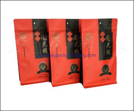 Block bottom bag, stand up pouch with flat bottom for food packaging