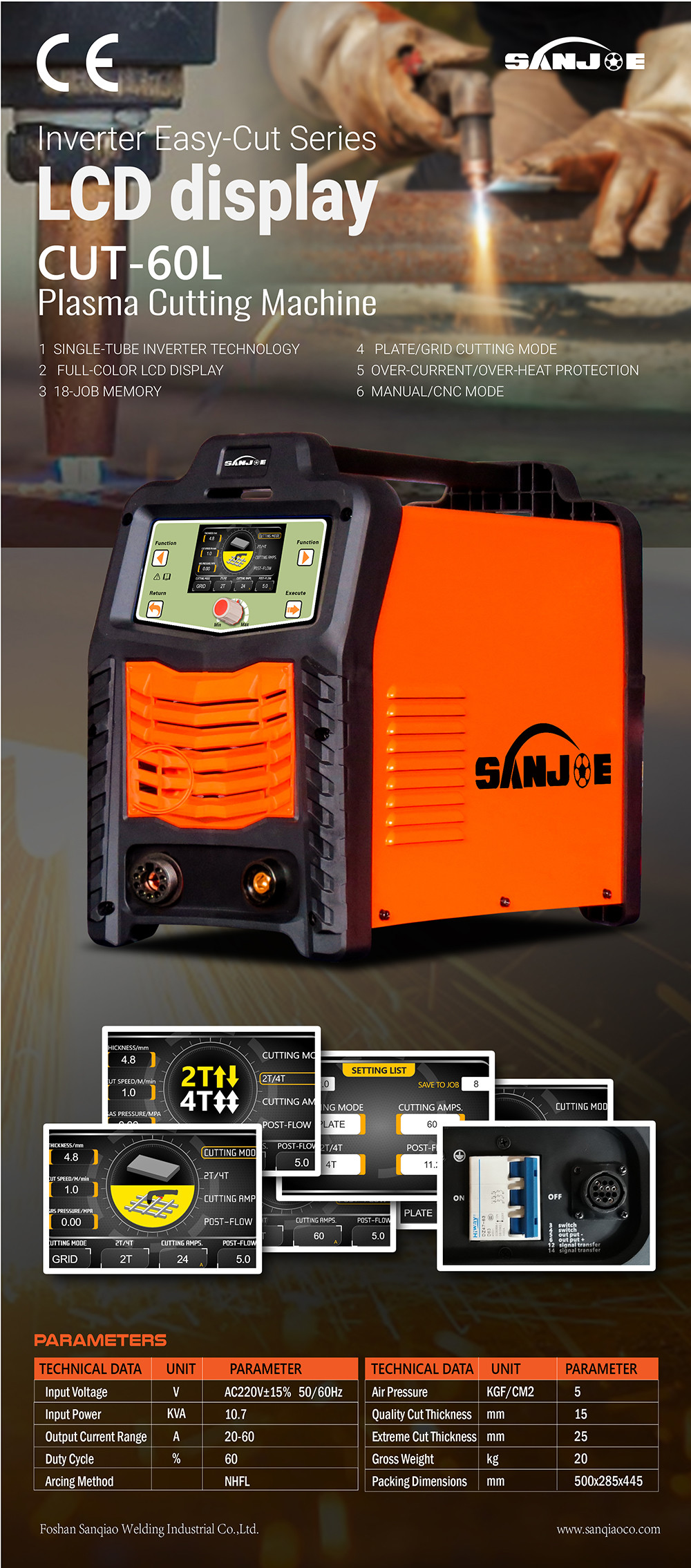 Cnc автоматизировал резец Igbt 60A плазмы 1 дюйм LCD участка CUT60L 3,5