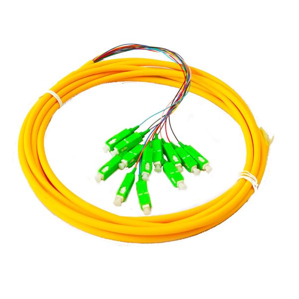SM 1.5m 3m 12 Core colored SC APC Fiber Optic Pigtail IEC ISO 9001
