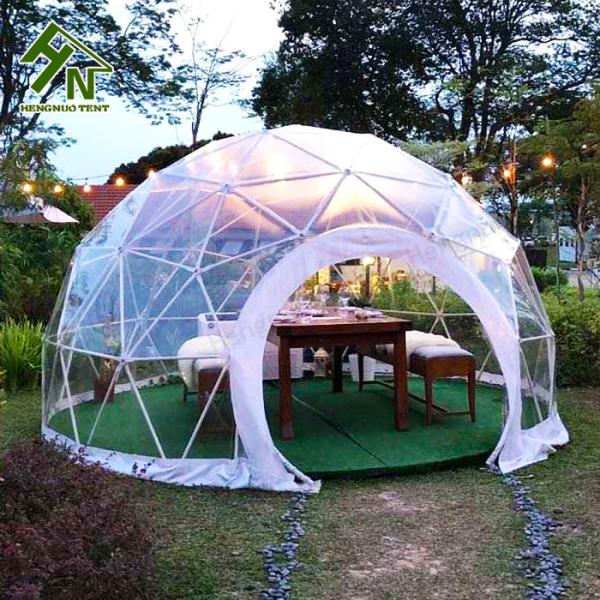 Steel Frame Restaurant Geodesic Dome Tent With Clear Pvc Roof Self Cleaning