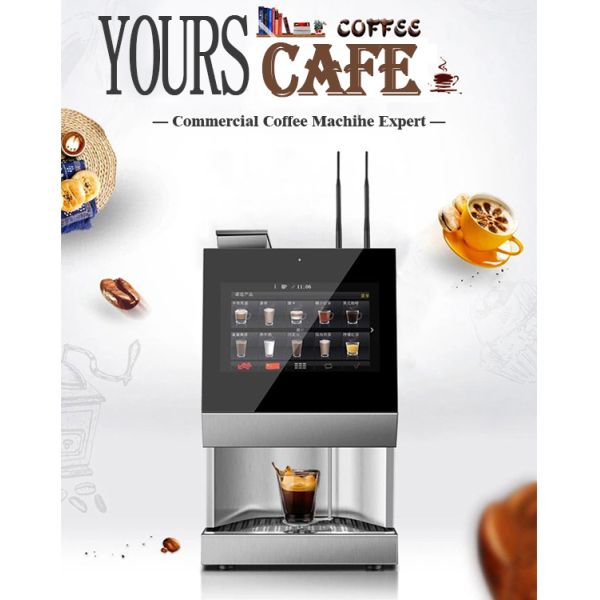 15.6inch Advertising Screen Countertop Coffee Vending Machine With Water Supply Water Tank And Tap Water
