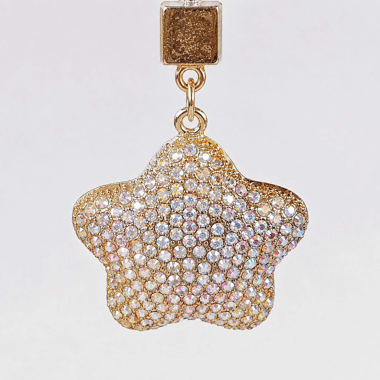 Luxury Sparkling Rhinestone Star Bag Charm Keychain – Wholesale Gold-Plated Crystal Pendant Hardware for Handbags, Purses & Accessories