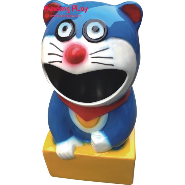 Lovely Little Tiger Cat Themed Outdoor Trash Can Made Of Glass Fiber Reinforced Plastic