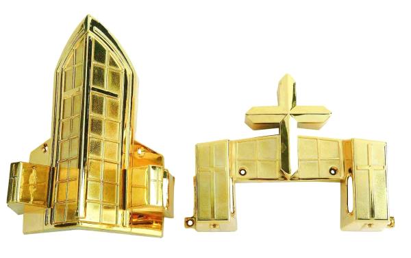 Cross Type Casket Corner Plaques , Coffin Accessories PP Recycled Material