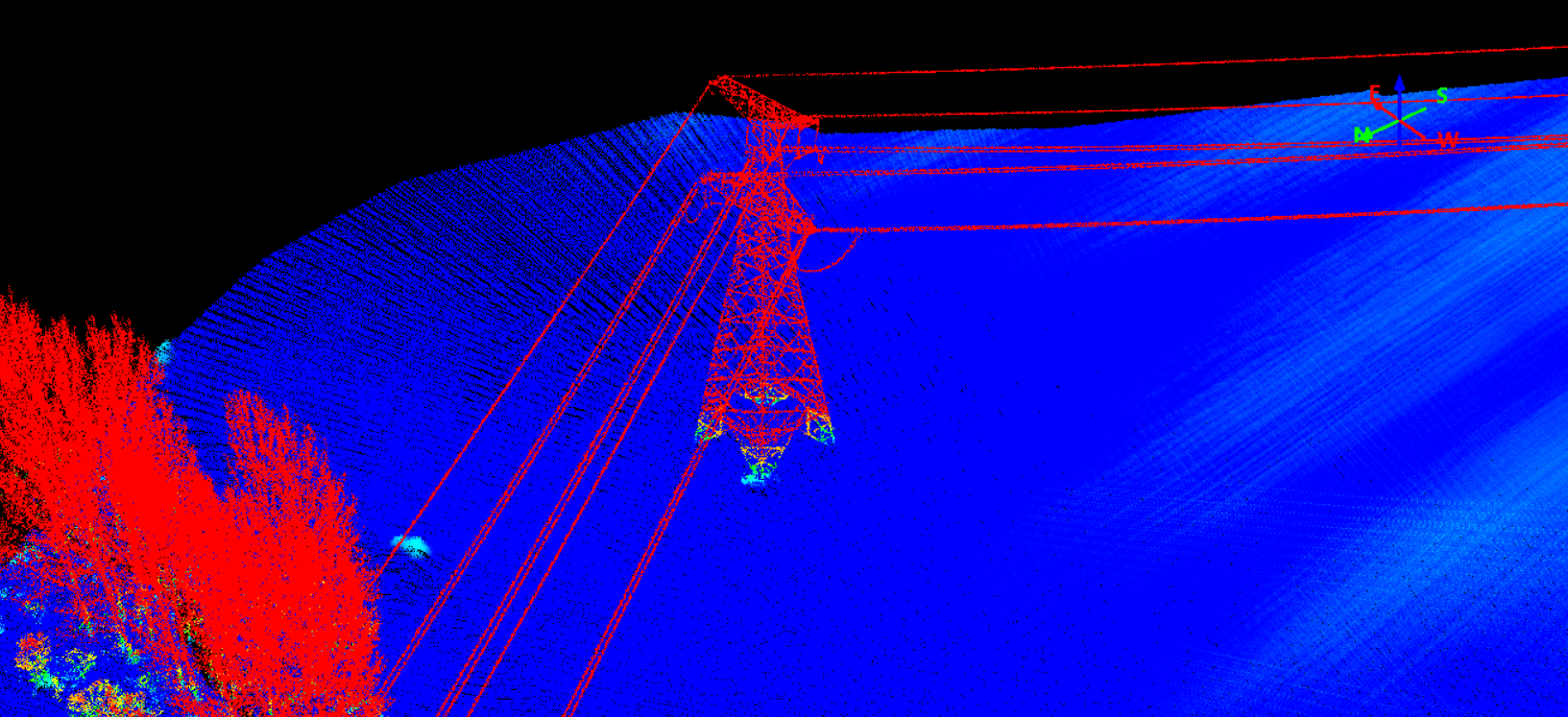 Инспекция линий электропередач Аэрофотосъемка БПЛА LiDAR Картографирование дронов Сбор 3D-данных Цветное облако точек Высокая точность