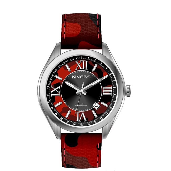 43.0mm Round Leather Quartz Watch Big Face Colorful Vogue For Men