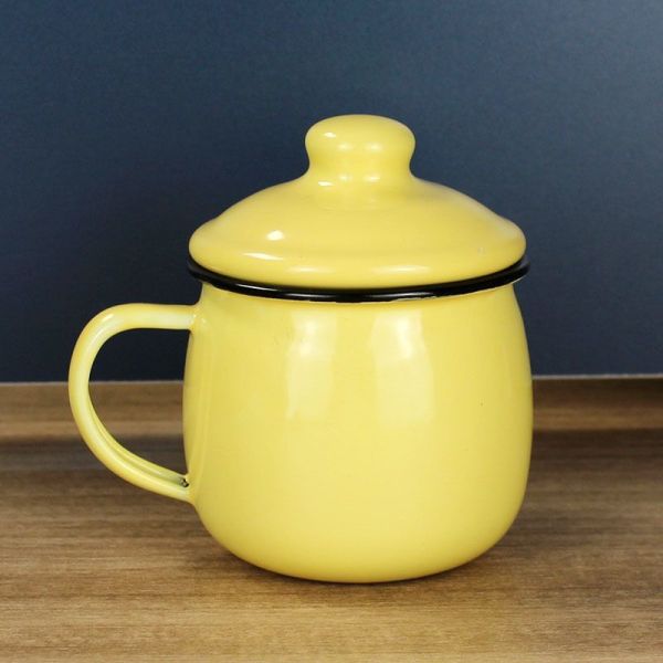 Colorful Children Enamel Water Cup With Lid Custom Capacity Multiple Colors