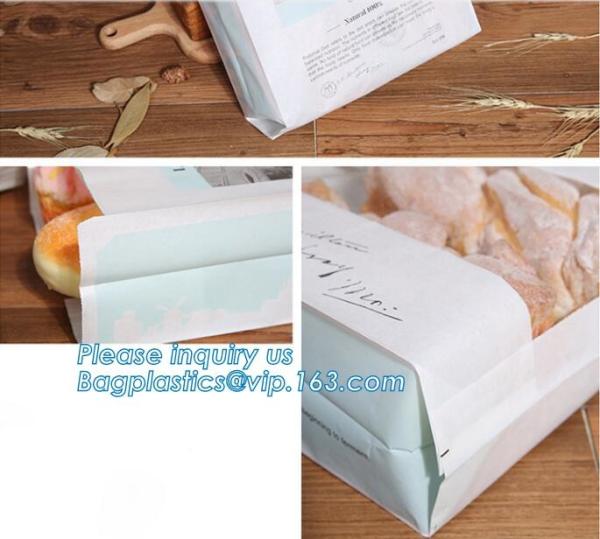 Recyclable sandwich bread food packaging brown paper bag custom kraft pastry paper bag，kraft paper bread bag with window
