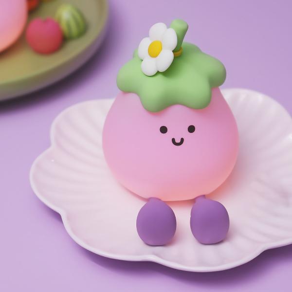 Factory Wholesale Cartoon Soft Silicone LED Night Lights Cute Small Eggplant Bedside Lamps Portable USB Rechargeable Bedroom Night Lights