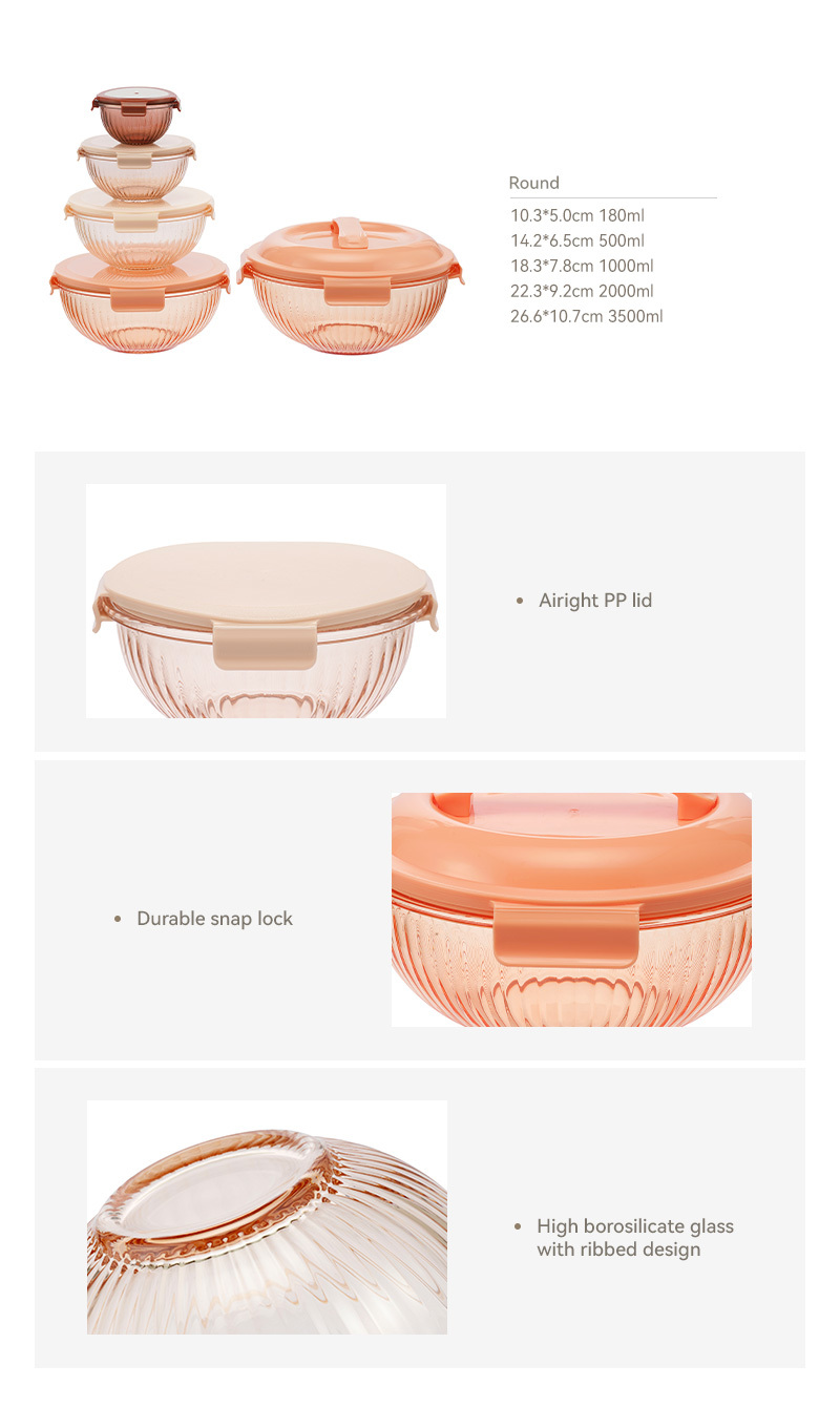 Nestable Borosilicate Glass Bowl Set for Premium Kitchen & Home Living Brands