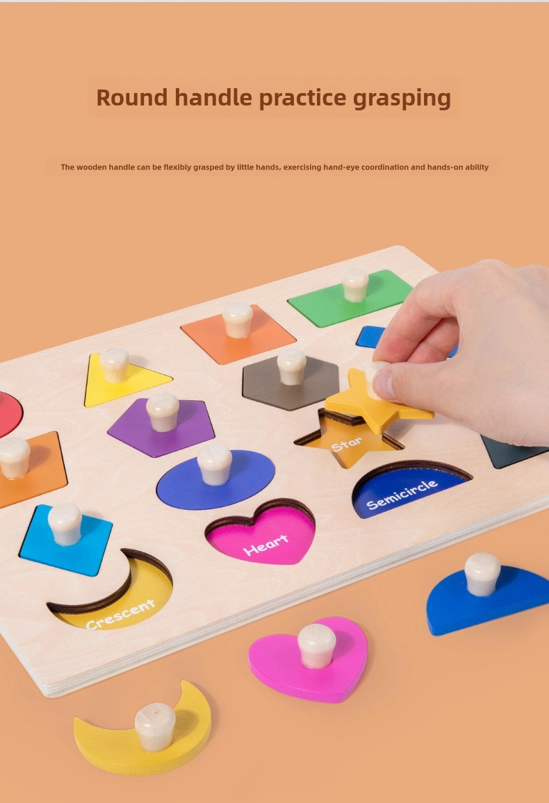 Montessori Children Wooden Magnetic 3d Shape Sorter Matching Puzzle Learning Board Educational Teaching Aids Toys for Kids