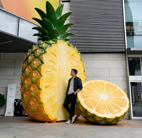 Giant Strawberry & Fruit Resin Sculpture Set - Vibrant Outdoor Garden Art