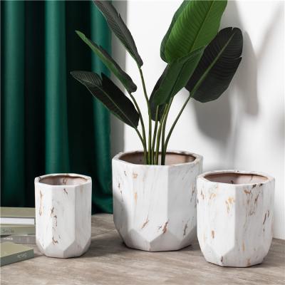 Modern home balcony decoration succulent plant pots custom logo marble ceramic planter flower pots