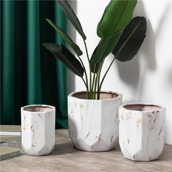 Modern home balcony decoration succulent plant pots custom logo marble ceramic planter flower pots