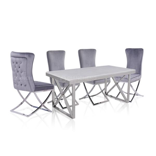 78 liso branco mesa de jantar de mármore luxuosa 4 6 Seater de X39 ' X30” para a cozinha