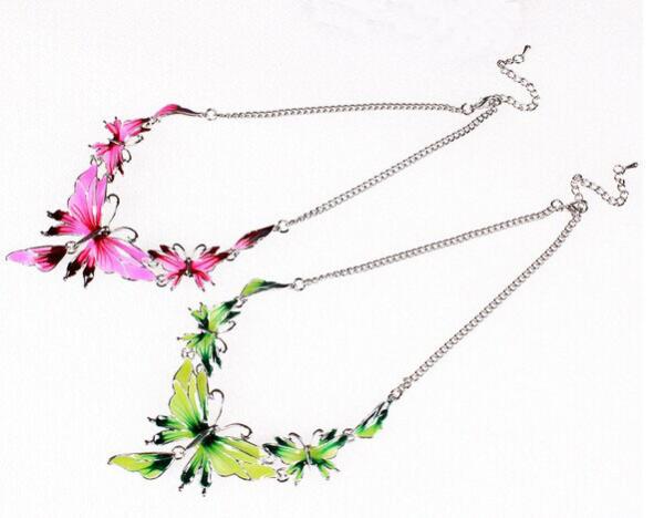 Fashion alloy drip exaggerated clavicle chain necklace Butterfly Short