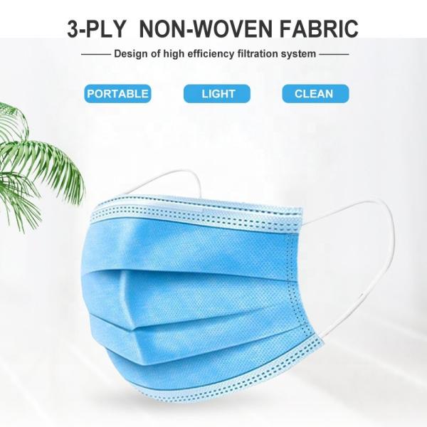 Adult Disposable Non Woven Mask Non Woven Blue Mouth Mask Adjustable Nosepiece