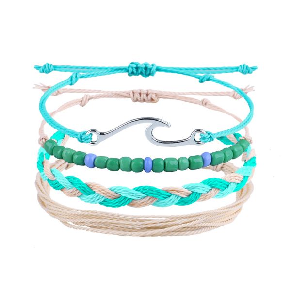Colorful 16 8CM Wax Thread Braided Rice Bead Bracelet for Women Handcrafted Design