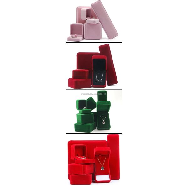 Custom Logo Stock Velvet Black Jewelry Boxes with Printing and Luxury Design