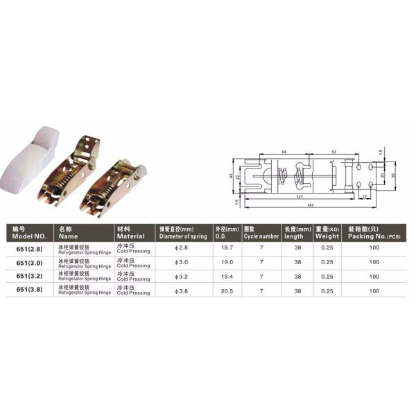 Весна прикрепляет на петлях запасные части холодильника 3.5мм 4.0мм 4.5мм с пластиковой крышкой