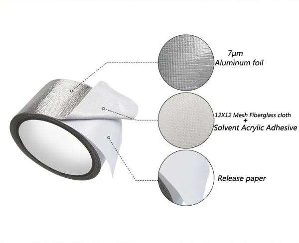 HVAC Aluminum Foil Tape Solvent Acrylic Self Adhesive High Temp Aluminum Tape