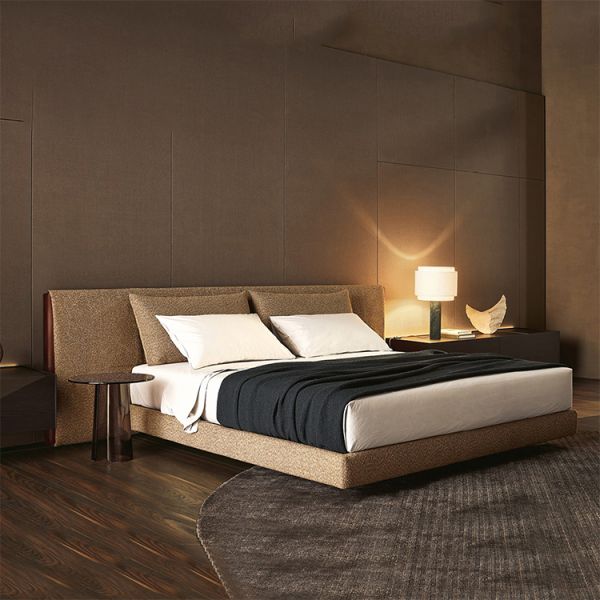 Linen Upholstered Modular Italian Art Design Headboards Queen Frame King Size Modern Luxury Bed