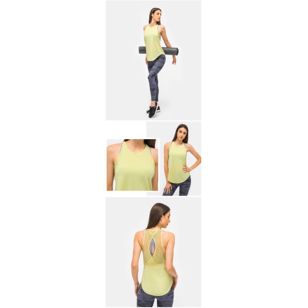 250gsm Mesh Fitness Loose Fit Activewear T Shirts Yoga Tank Top Hollow Back Vent