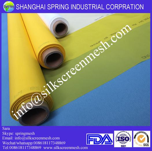 100% polyester monofilament screen printing mesh 72T white/yellow 55 micro silk screen mesh