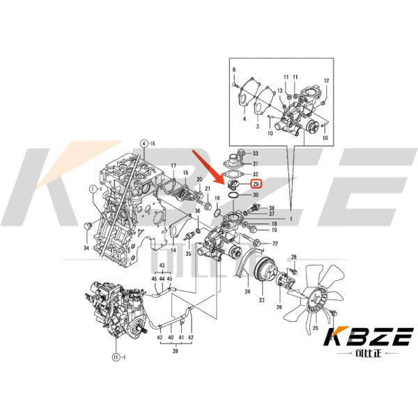 MINI EXCAVATOR 3TNV88 4TNV88 ENGINE THERMOSTAT 71°C 82°C 129155-49801 129457-49801 FITS KOMATSU ENGINE 3D84 3D88 4D84 4D88