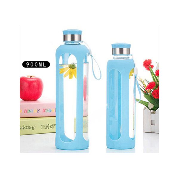 Transparent Custom Unbreakable Glass Water Bottles With Sleeve Bpa free