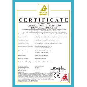 NINGBO LVHUA PLASTIC & RUBBER MACHINERY INDUSTRIAL TRADE CO.,LTD. Сертификации
