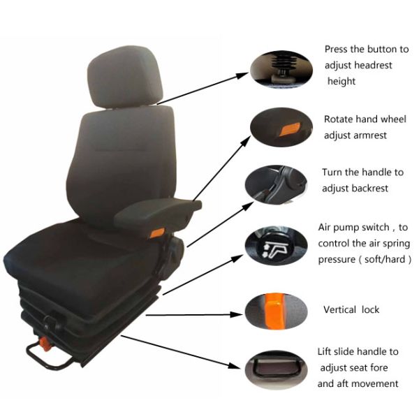 Air Suspension Truck Seats For Heavy Duty Truck Construction Machinery Seat