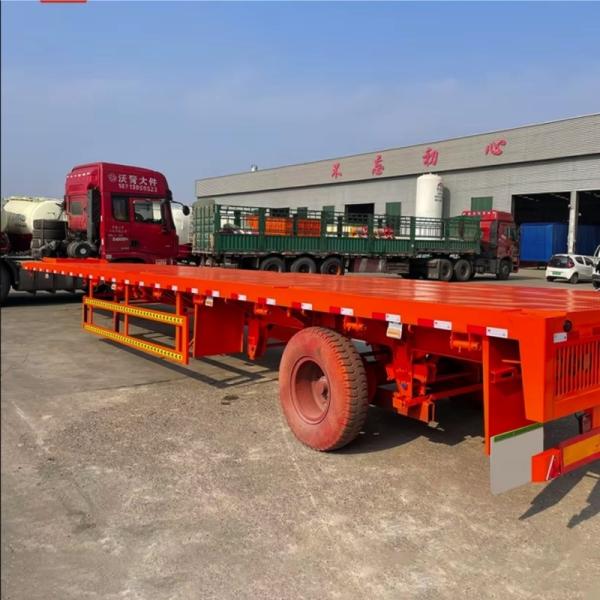 Custom 3 Axles 4 Axles 40ft 48ft 53ft 60ft Shipping Container Flatbed Semi Trailer For Rwanda And Tanzania