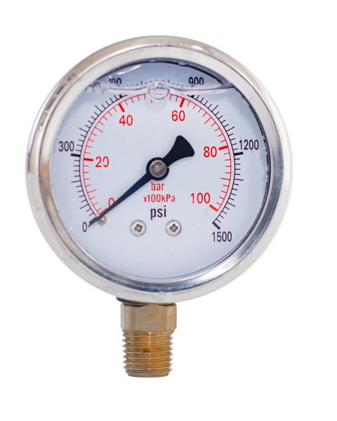 1500 Psi 2in Liquid Filled Vacuum Gauge 1/4 BSP Back Mount Pressure Gauge