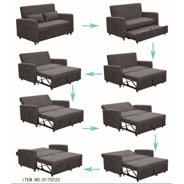 High Performance Functional Sofa Bed Iron Sheet Metal Legs 5 Position Lockable