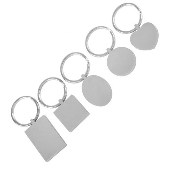 DIY Engraving Stainless Steel Key Chain Blank Rectangle/Square/Round/Oval/Heart Shape